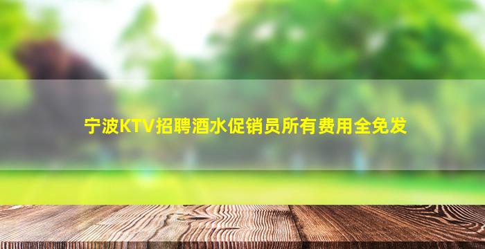 宁波KTV招聘酒水促销员所有费用全免发